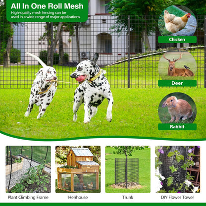 Wire Fence, 48 in(H) X 50 ft(L) PVC Coated Welded Wire Fencing 2" X 2" 16GA Garden Border Vinyl