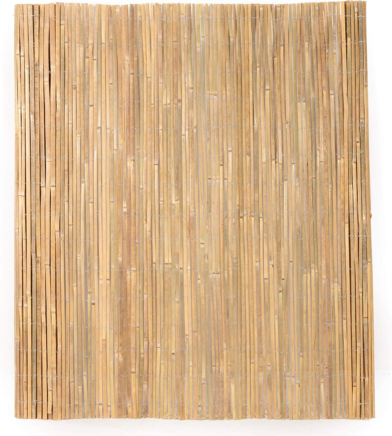 Mininfa Natural Bamboo Slat Screening, Eco-Friendly Privacy Slat Fence, Bamboo Screen Panel Roll