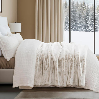 Ultra Soft Luxury Fluffy Mink Faux Fur Throw Blanket, Thick Warm Fall Winter Blankets for Bed