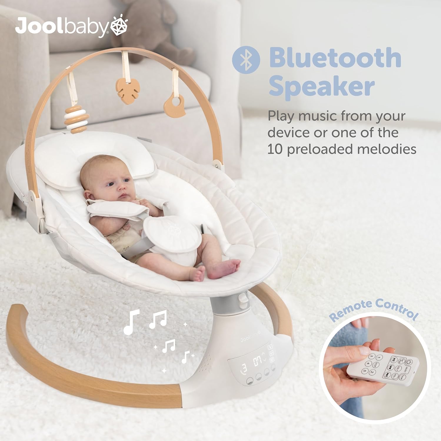 Jool Baby Nova Swing for Newborns - Electric Motorized Infant Swing, Bluetooth Music, 10 Preset