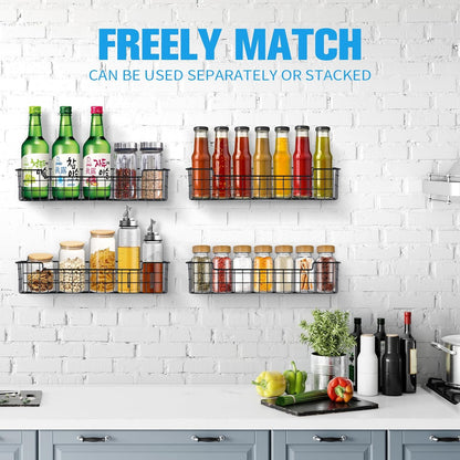 Spice Rack Organizer Wall Mount, Spice Organization Storage Shelf for Cabinet Door, 4 Packs Wall