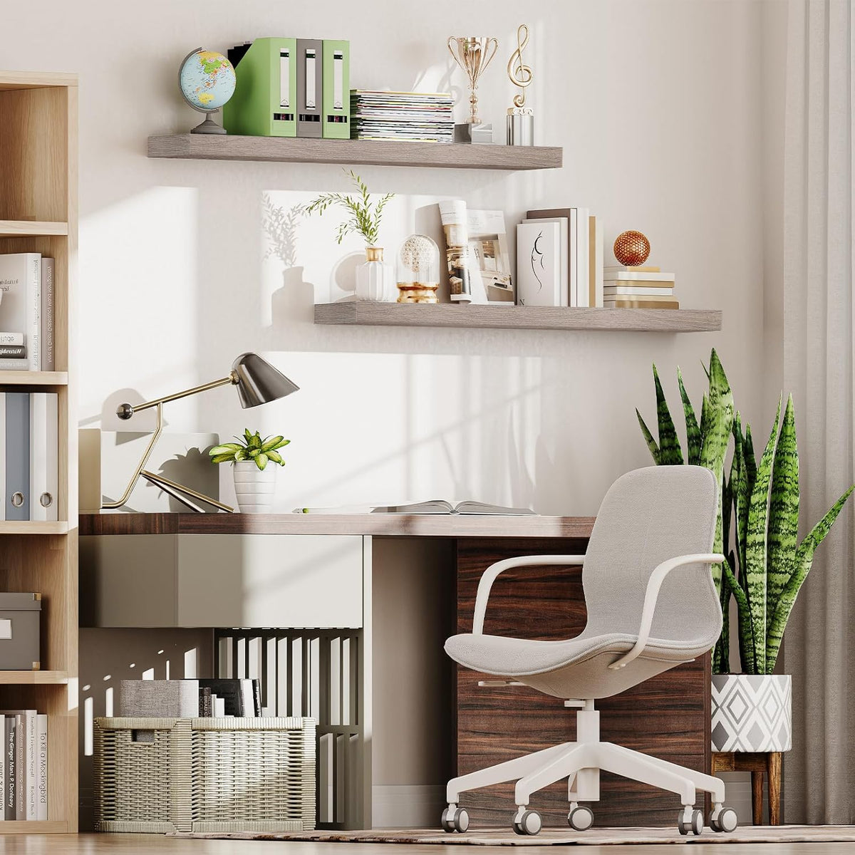 HOOBRO Floating Shelves for Wall, Wall Mounted Shelf Set of 2, 47.2" Hanging Shelf with Invisible