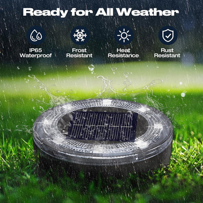 Mini Solar Ground Lights, 2 Pack Solar Lights Outdoor Waterproof, Upgraded LED Flat Landscape