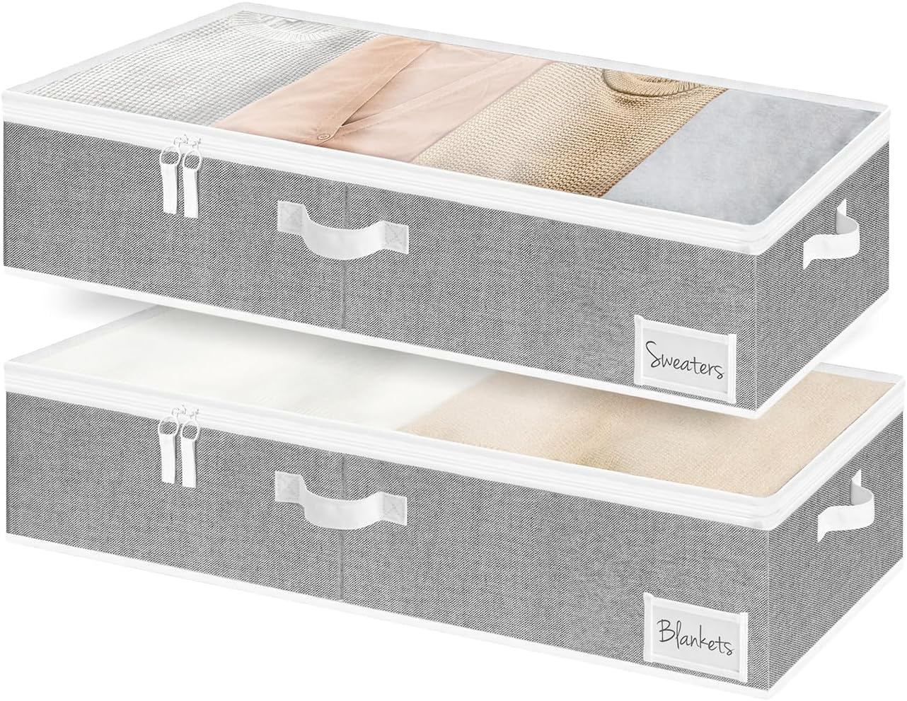 StorageWorks Large Under Bed Storage Containers with Handles and Label Holder, 2 Pack Ultra-thick