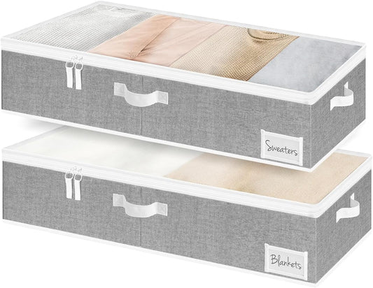 StorageWorks Large Under Bed Storage Containers with Handles and Label Holder, 2 Pack Ultra-thick