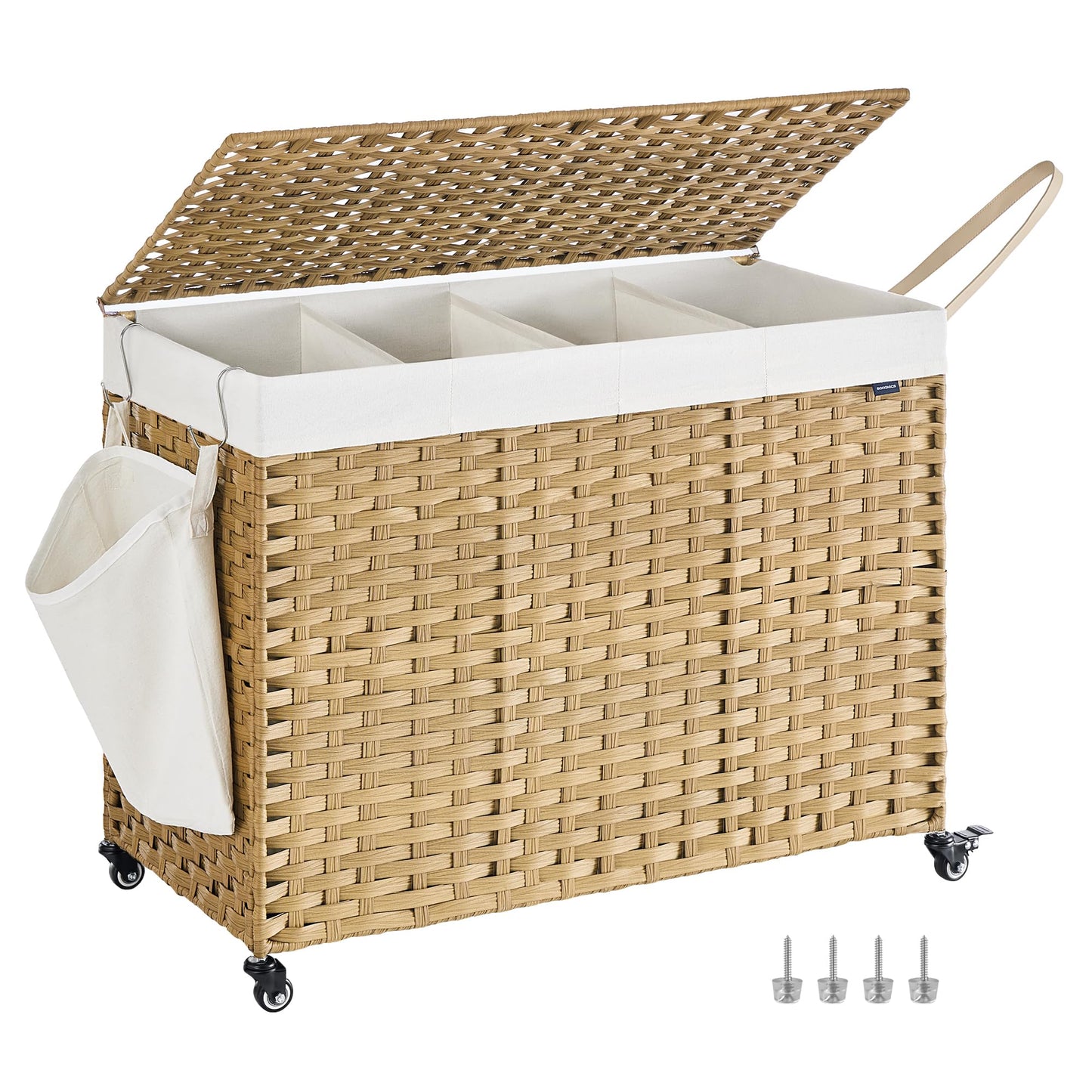 SONGMICS Laundry Hamper with Lid, 55.4 Gallons (210 L), Rolling Laundry Basket with Wheels