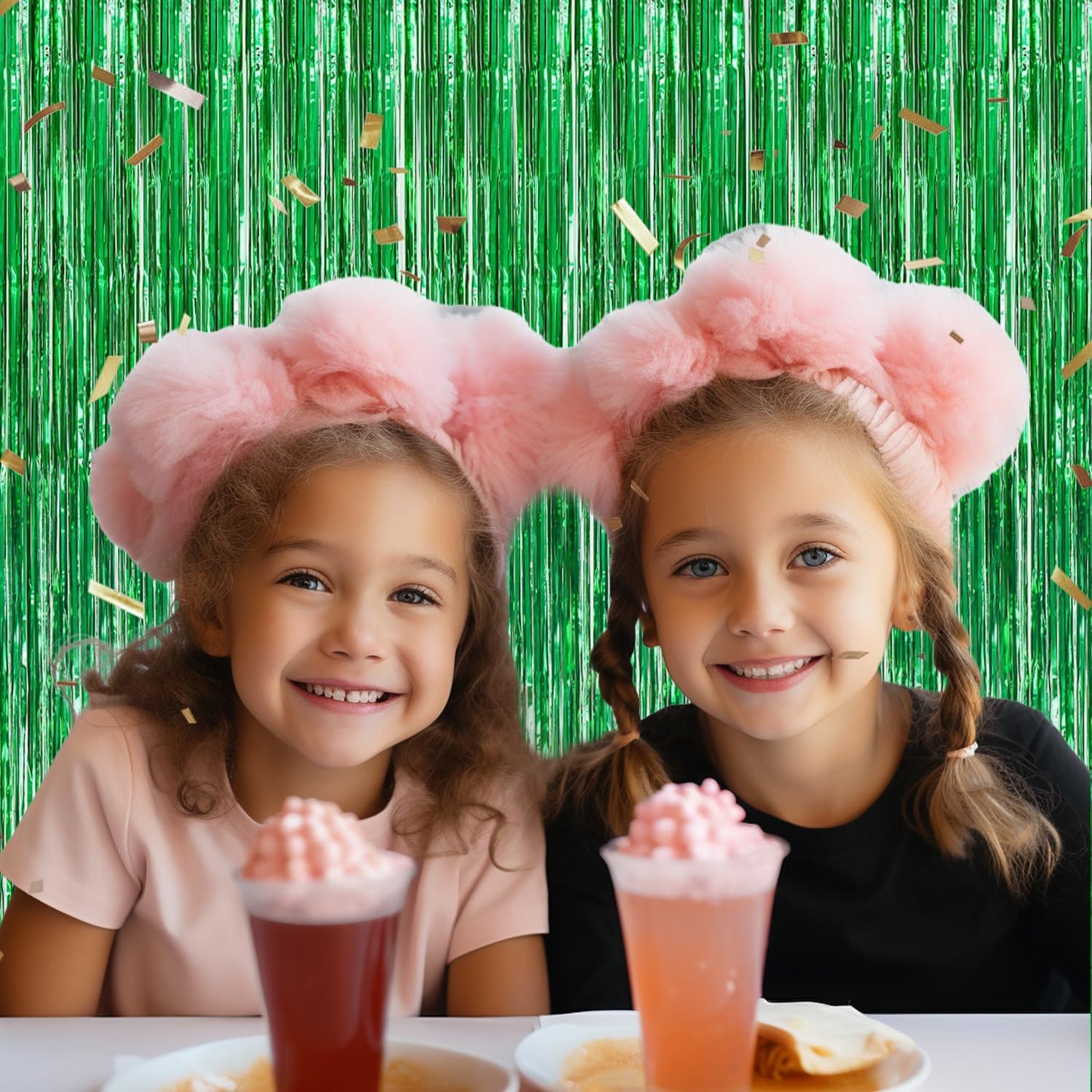 3 Pack Foil Fringe Backdrop - Green Shiny Tinsel Curtains for Party Decoration/Photo Booth Props