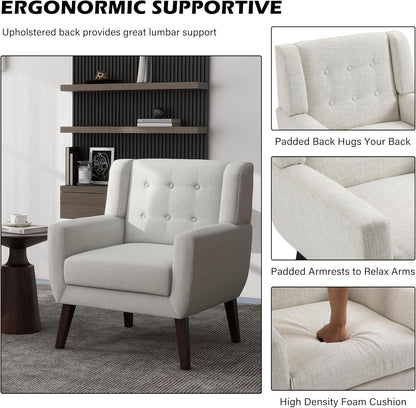 UIXE Accent Chair, Modern Upholstered Armchair in Fabric for Living Room, Comfy Club Arm Chairs
