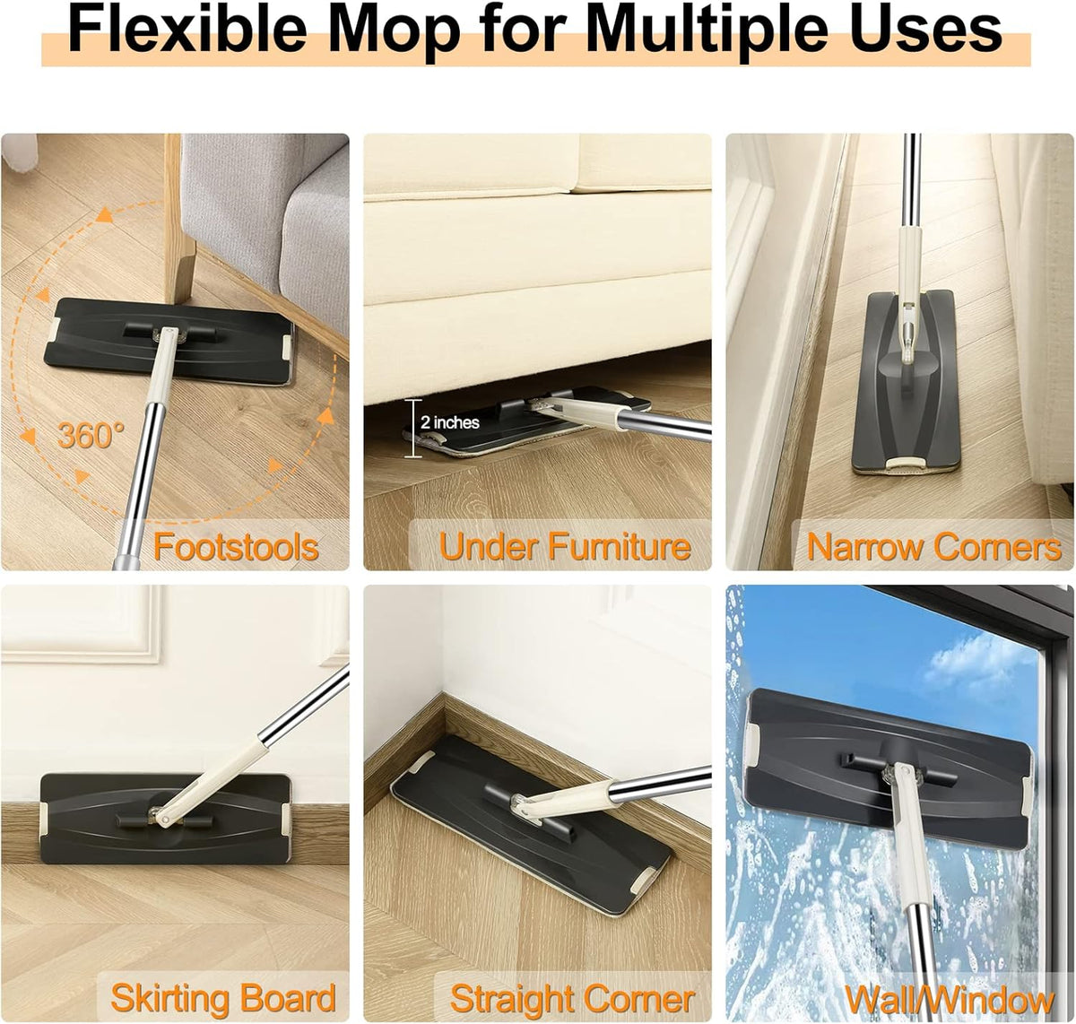 Jelymark Flat Mop and Bucket with Wringer Set, Separates Dirty and Clean Water, 3-Chamber Mop Wet
