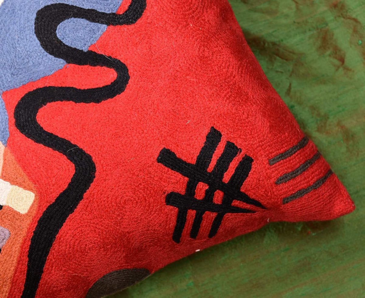 Kandinsky Modern Couch Pillow Cover - Red Flow | Abstract Pillows | Mid Century Chair Cushions |