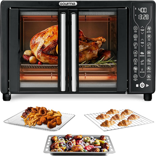 Gourmia Toaster Oven Air Fryer Combo 17 cooking presets 1700W french door digital air fryer oven