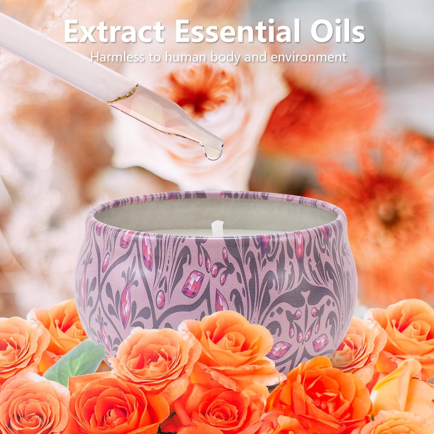 Candles Gifts for Women 3 Pack 2.5 oz Natural Floral Lavender Cherry and Rose Candles Set