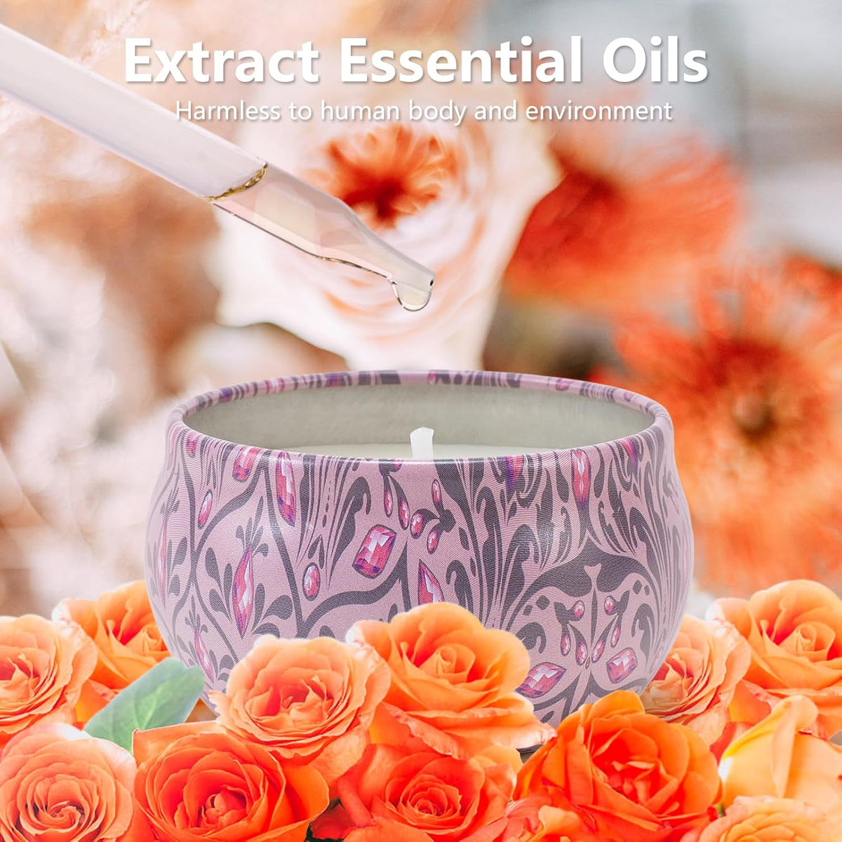 Candles Gifts for Women 3 Pack 2.5 oz Natural Floral Lavender Cherry and Rose Candles Set
