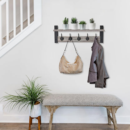 Sorbus Coat Hooks Wall Mount with Shelf – 24 Inch Coat Rack Wall Mount with 5 Heavy Duty Hooks