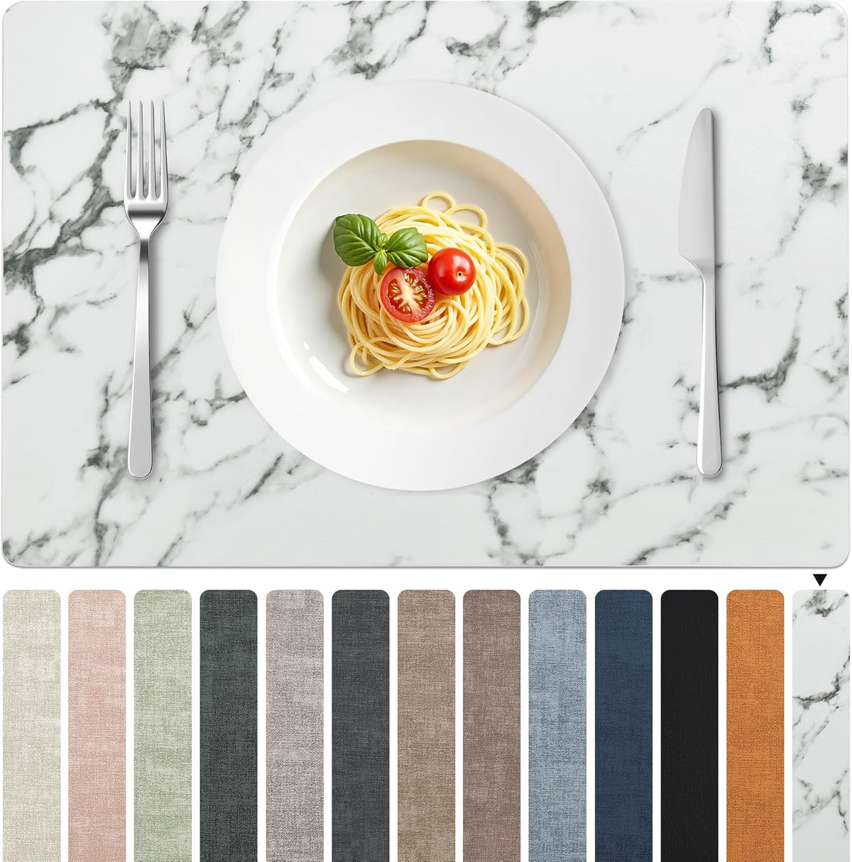 FROMHEART Faux Leather Placemats Set of 6–Waterproof,Heat/Oil Stain-Resistant PU Table