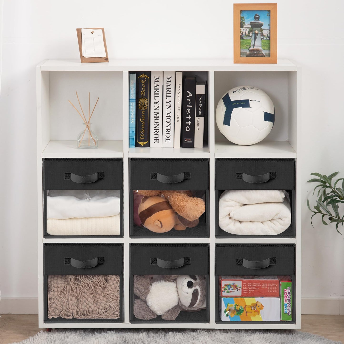 STORAGEIDEAS Storage Bins with Clear Window, 11x11 Storage Cubes, Collapsible Cube Storage Box