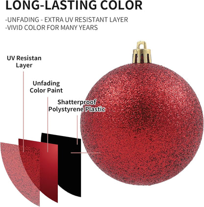 LANGXUN 36pcs Red Christmas Tree Decorations Balls, Bolas De Navidad, 2025 Christmas Decor, Indoor
