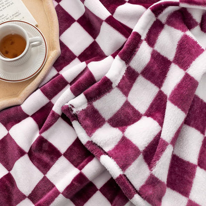 LOMAO Throw Blankets Flannel Blanket with Checkerboard Grid Pattern Soft Throw Blanket for Couch