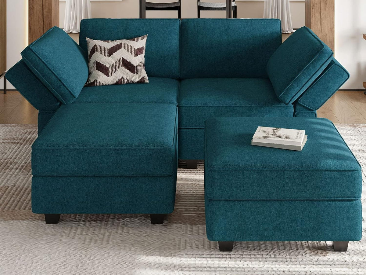Bellfin Modular Sectional Sleeper Sofa Convertible Sofas with Storage Ottomans Small Sectional