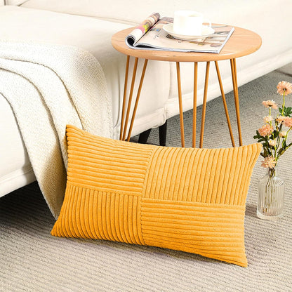 Fancy Homi 2 Packs Gold Yellow Lumbar Decorative Throw Pillow Covers 12x20 Inch for Couch Bed Sofa