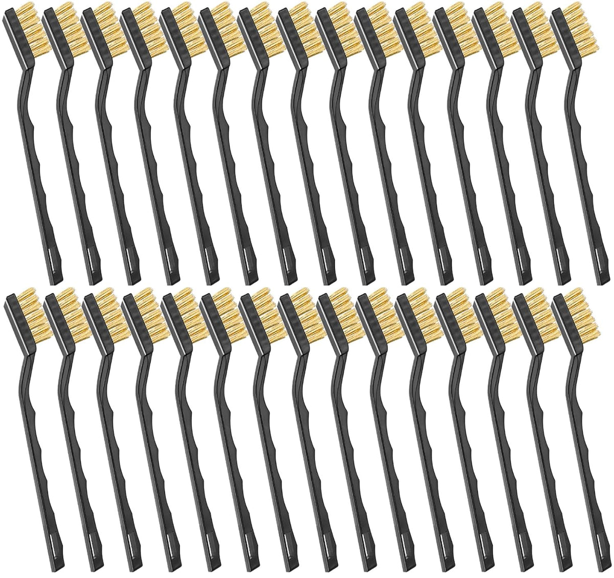 Jeffbaubl 30 Pieces Mini Wire Brush,6.7 Inch Brass Brush,Curved Handle Masonry Brushes Wire