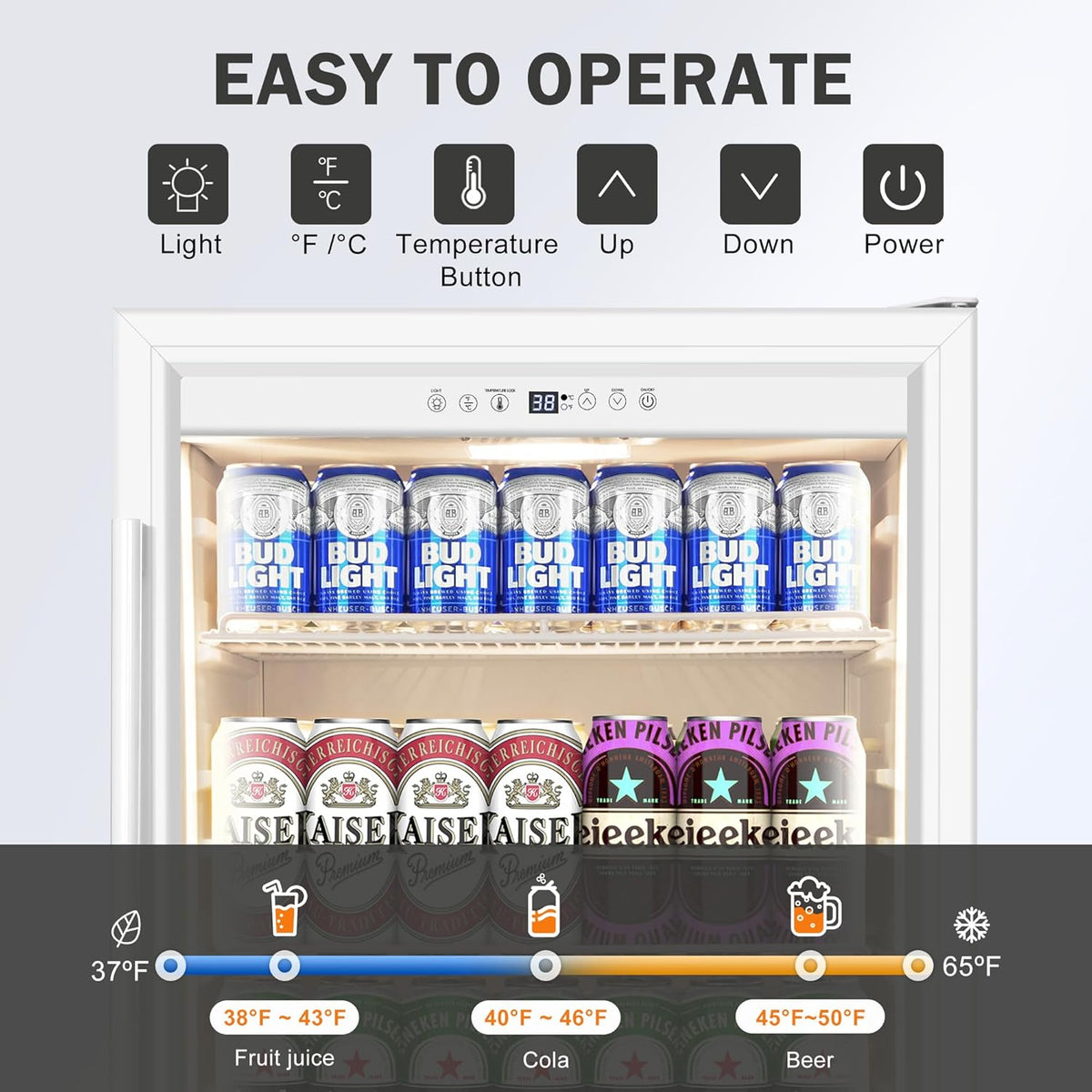 Beverage Refrigerator 24 Inch Drink Fridge, Beer Fridge, 150 Cans Beverage Cooler, Under Counter
