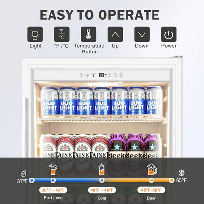 Beverage Refrigerator 24 Inch Drink Fridge, Beer Fridge, 150 Cans Beverage Cooler, Under Counter