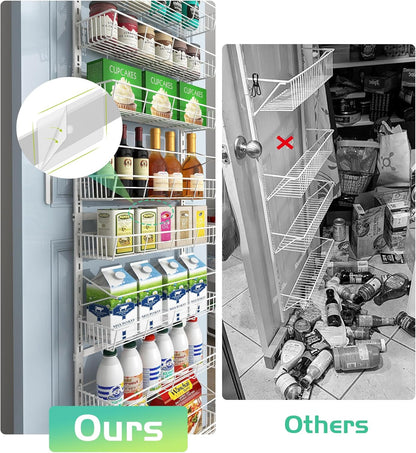 White 10-Tier Over The Door Pantry Organizer, Pantry Organization and Storage, Metal Hanging