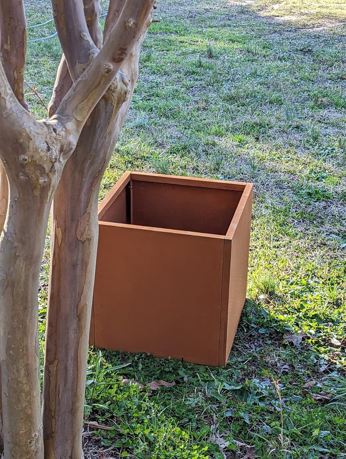 Corten Steel Planter Box Metal Planters Square Outdoor Steel Planter Cube Rustic Flower Pot 16 Inch