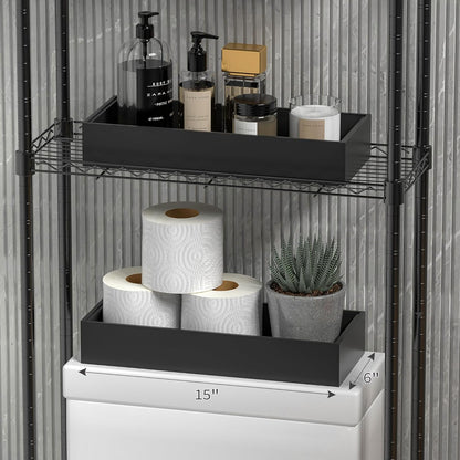 Kitchen Drawer Organizer Tray, Stackable Black Bamboo Drawer Organizer for Large Silverware