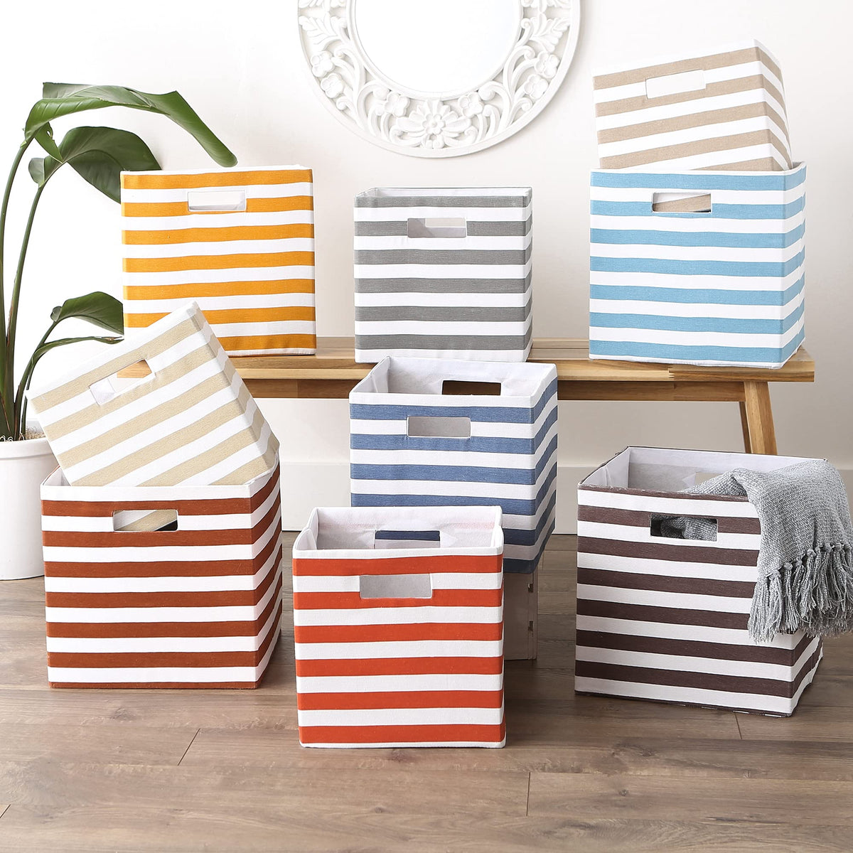 DII Polyester Cube Storage Collection Collapsible Hard Sided Bin, 13x13x13, Spice