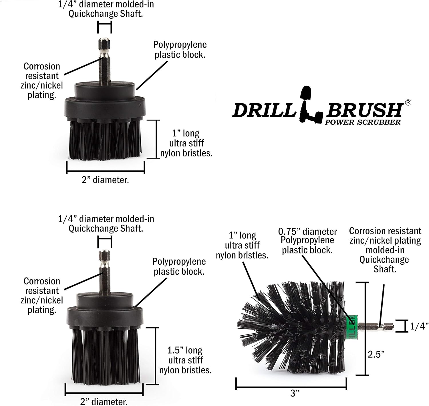 The Ultimate No-Wire Grill Brush Kit - BBQ Accessories - Drill Brush - Rust Remover - Cast Iron