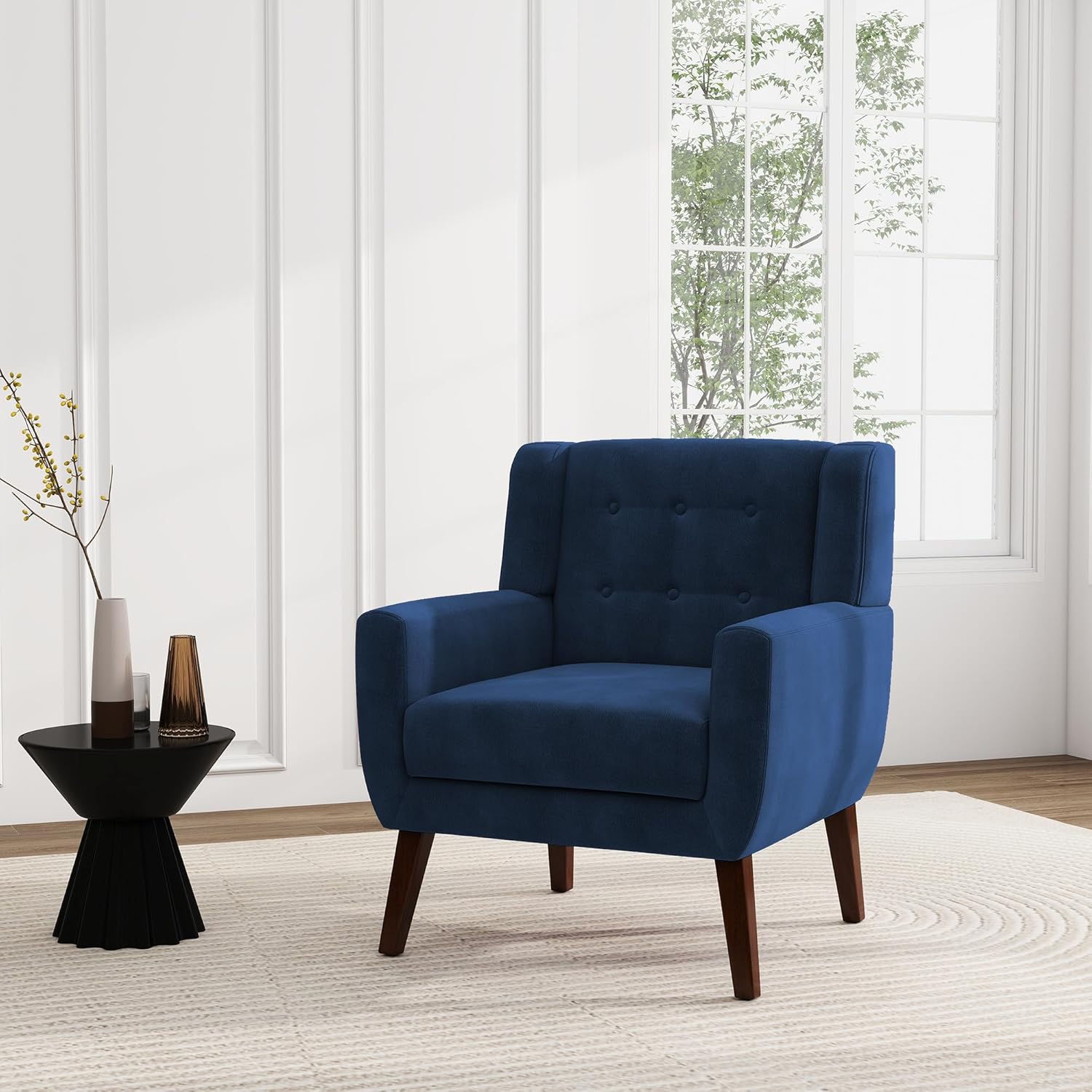 UIXE Accent Chair, Velvet Upholstered Armchair for Living Room, Modern Club Arm Chairs Comfy Single