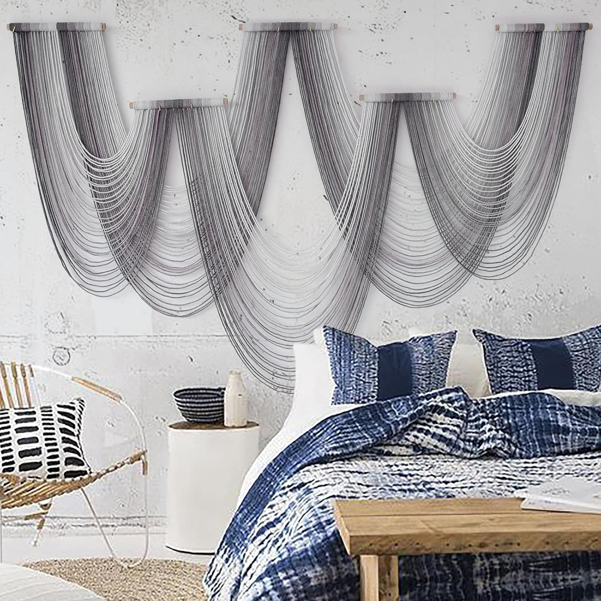 IOWER Large Macrame Wall Hanging Boho Wall Art Handmade Home Decor Dip-Dyed Macrame Wall Decor Wall