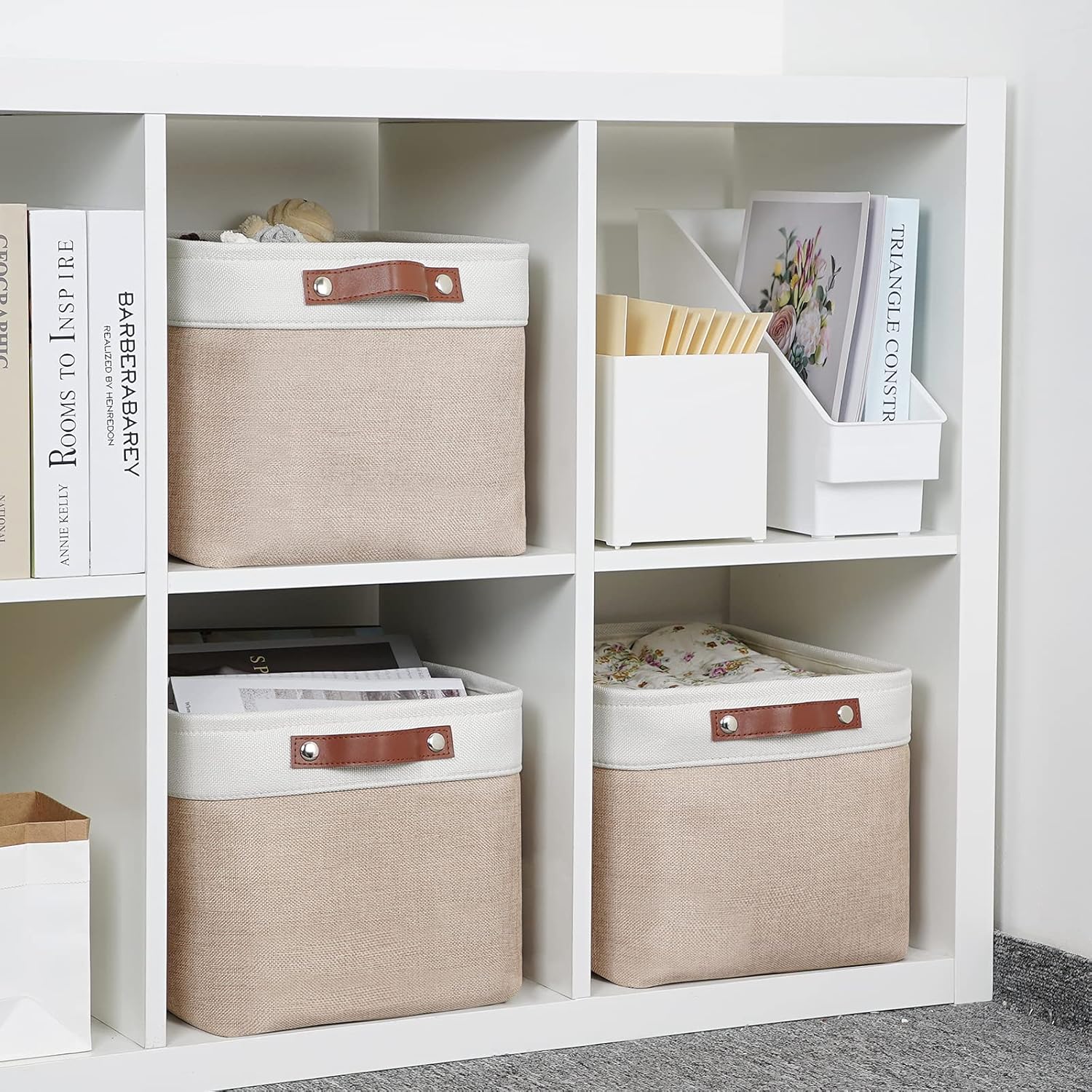 DULLEMELO Fabric Storage Bins, Storage Baskets for Organizing, Collapsible Rectangular Fabric
