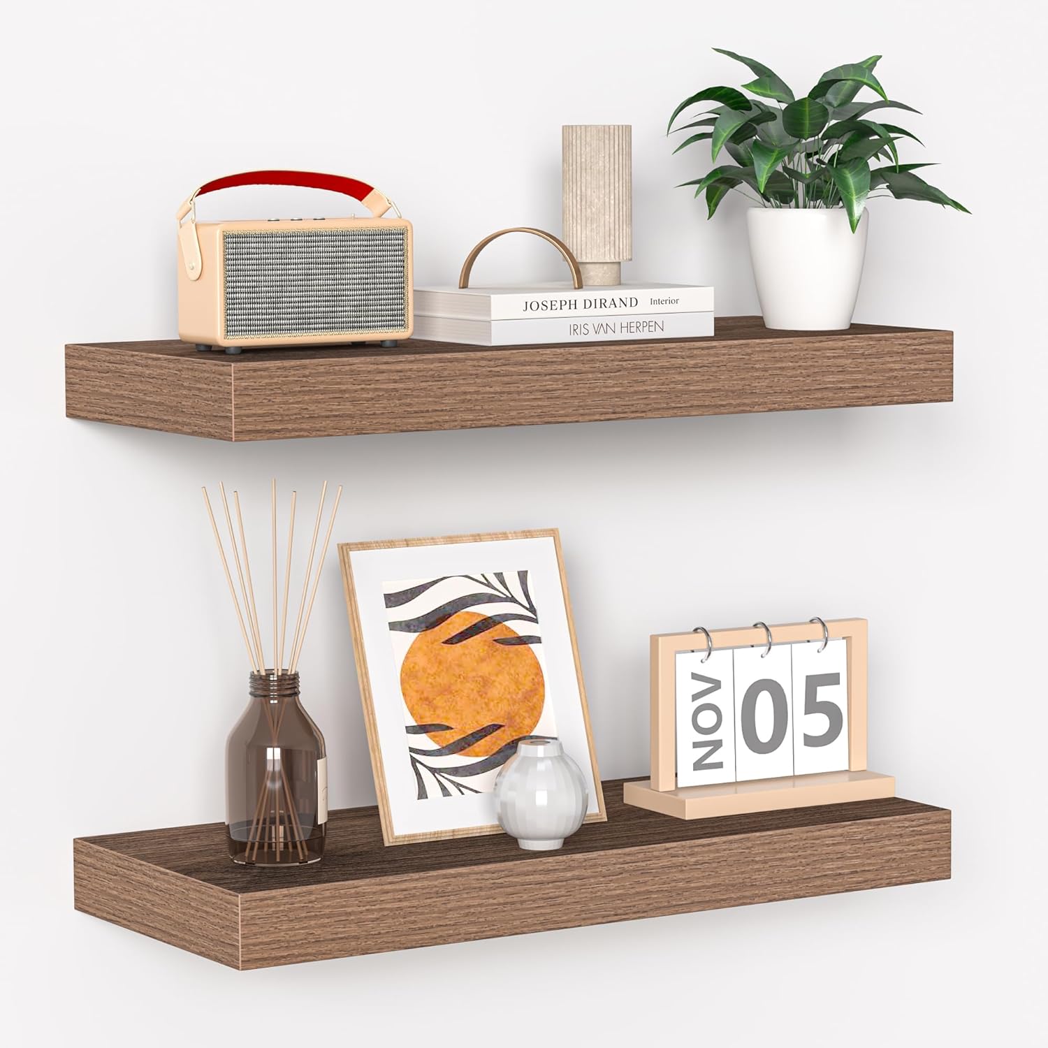 Fun Memories Floating Shelves - 16 Inch Wall Shelf for Decor & Storage - Wall Mounted Display