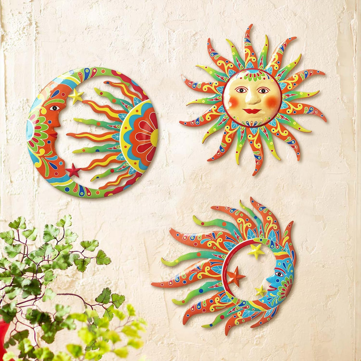 Limygus 3D Print Sun Wall Hanging, Wall Sculpture, Metal Wall Art Indoor/Outdoor Decor - 9”