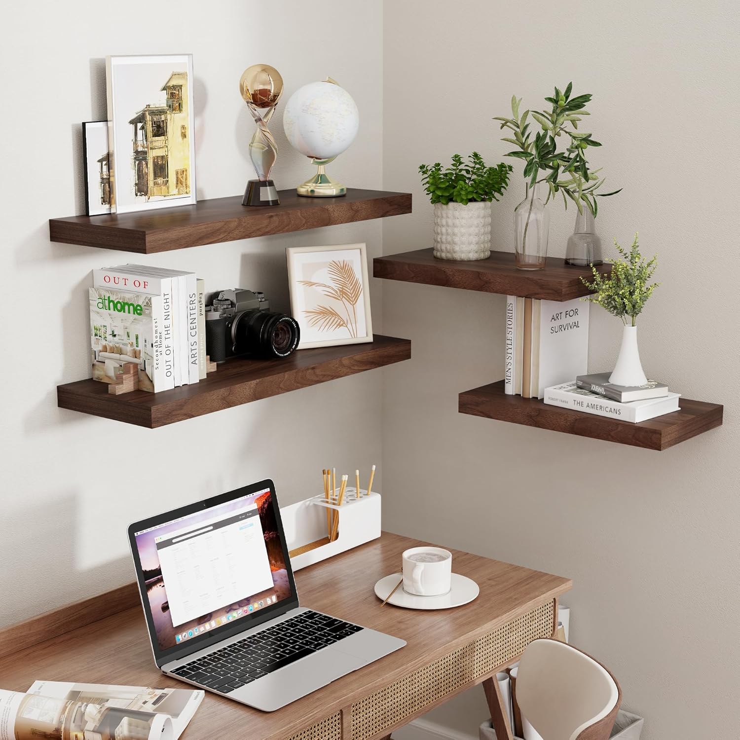Rustic Wood Floating Shelves 32 Inch Long, 9 Inch Deep Wall Shelves for Home Decor, 32 x 9 Floating