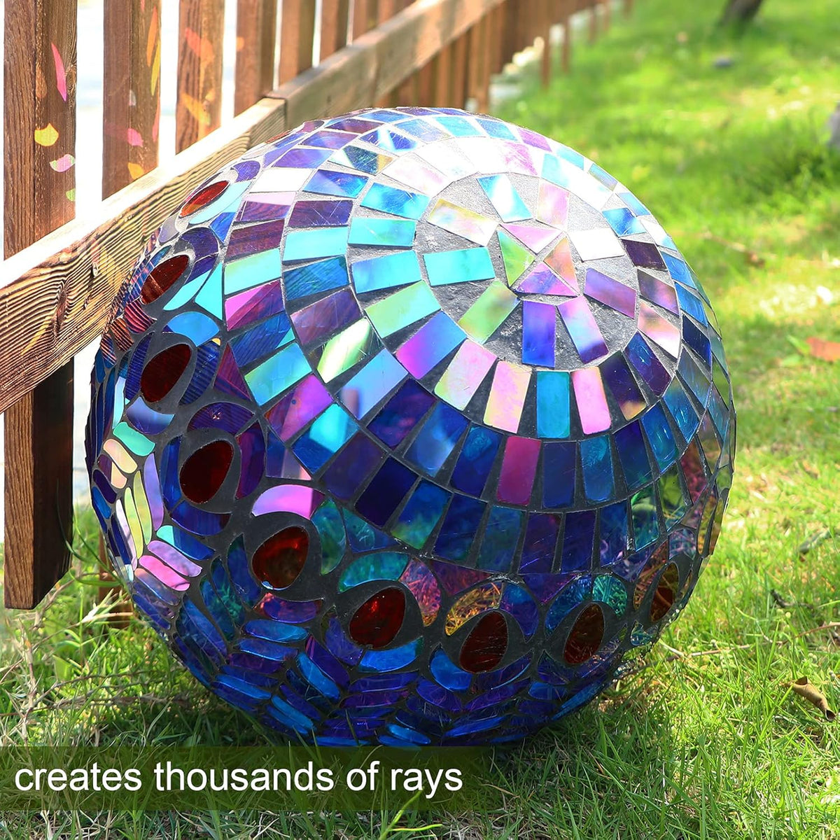 VCUTEKA Gazing Ball, Glass Mosaic Gazing Balls Sphere for Garden Lawn Outdoor Ornament Yard