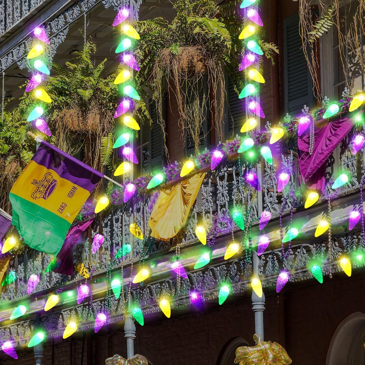 Solar Halloween Lights Christmas Lights C6 Strawberry String Lights Mardi Gras String Lights, 100