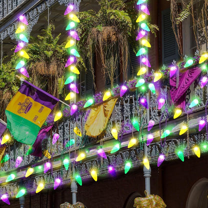 Solar Halloween Lights Christmas Lights C6 Strawberry String Lights Mardi Gras String Lights, 100