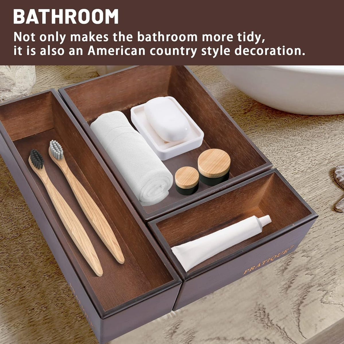 Bamboo Drawer Organizer - Kitchen Utensil Organizer Silverware Tray Cutlery Holder，Office Desk