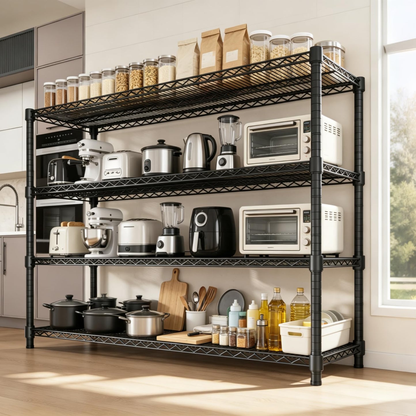 Garvee 4-Tier Wire Shelving 2560LBS Heavy Duty Storage Shelves Garage Rack