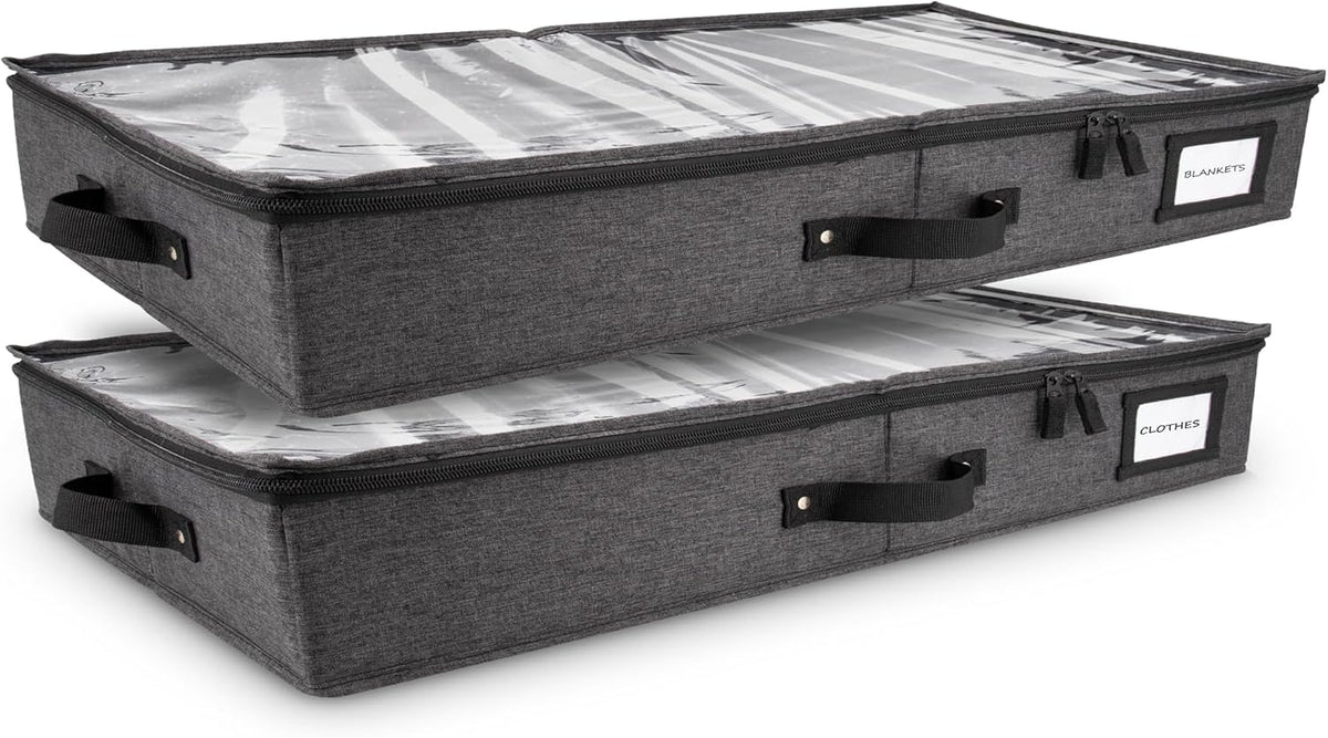 HOMELUX THEORY 2pc Low Profile Under Bed Storage Containers, Thin Under Couch Storage Organizer