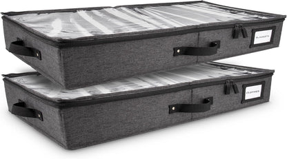 HOMELUX THEORY 2pc Low Profile Under Bed Storage Containers, Thin Under Couch Storage Organizer