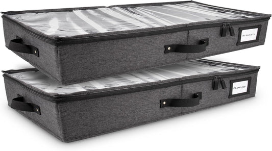 HOMELUX THEORY 2pc Low Profile Under Bed Storage Containers, Thin Under Couch Storage Organizer