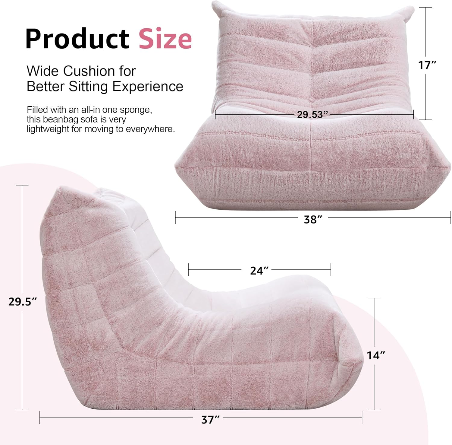 Bean Bag Chairs for Adults Giant Bean Bag Chair Memory Foam BeanBag Chair Big Bean Bag Sofa with