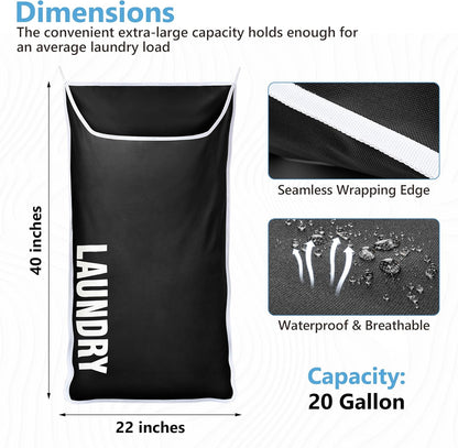 Hanging Laundry Hamper Bag XL 40x22", Space Saving over the Door Storage Bags, Behind the Door