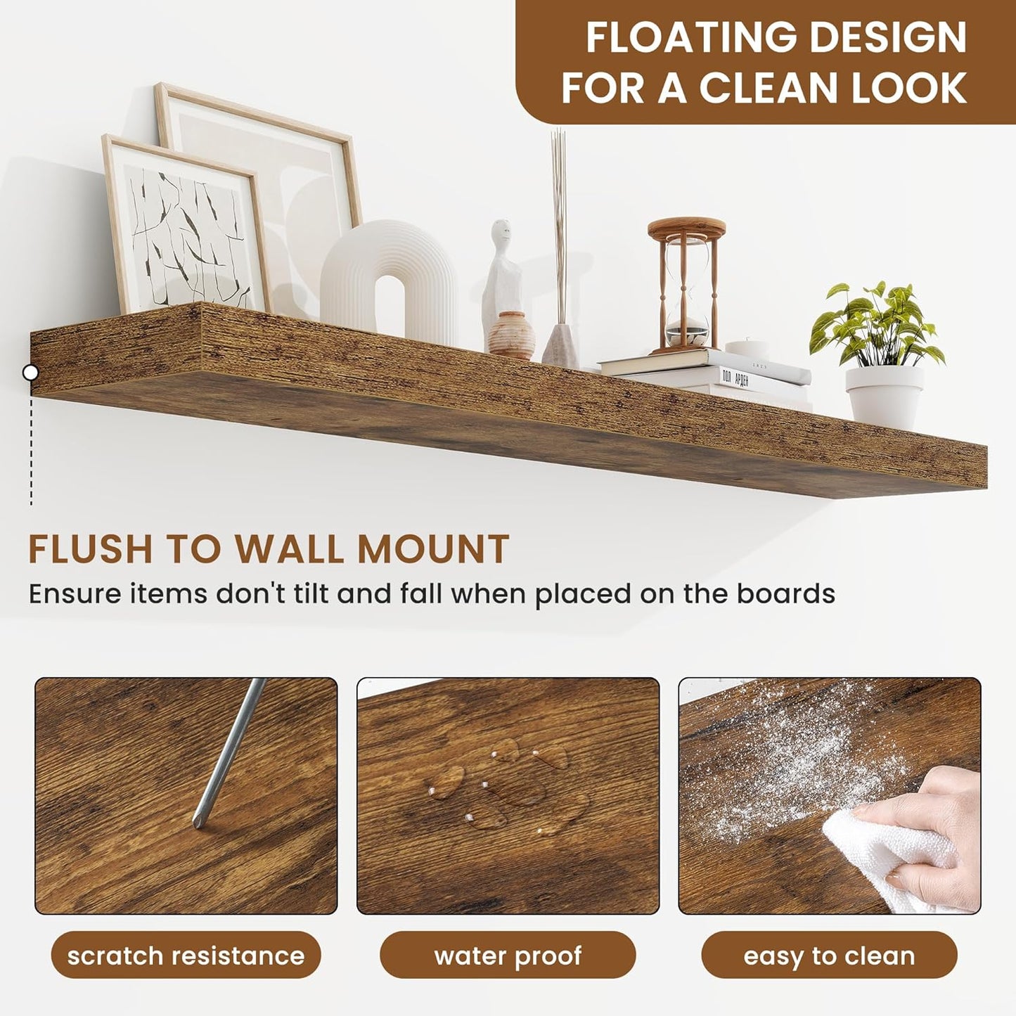 fuqing Floating Shelves for Wall, Bathroom Shelf Wall Mounted for Storage, Shelves with Invisible
