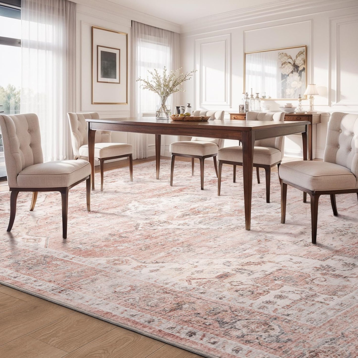 AMOAMI-3X5 Area Rug-Soft Washable Vintage Throw Accent Rugs for Living Room, Entryway, Bedroom